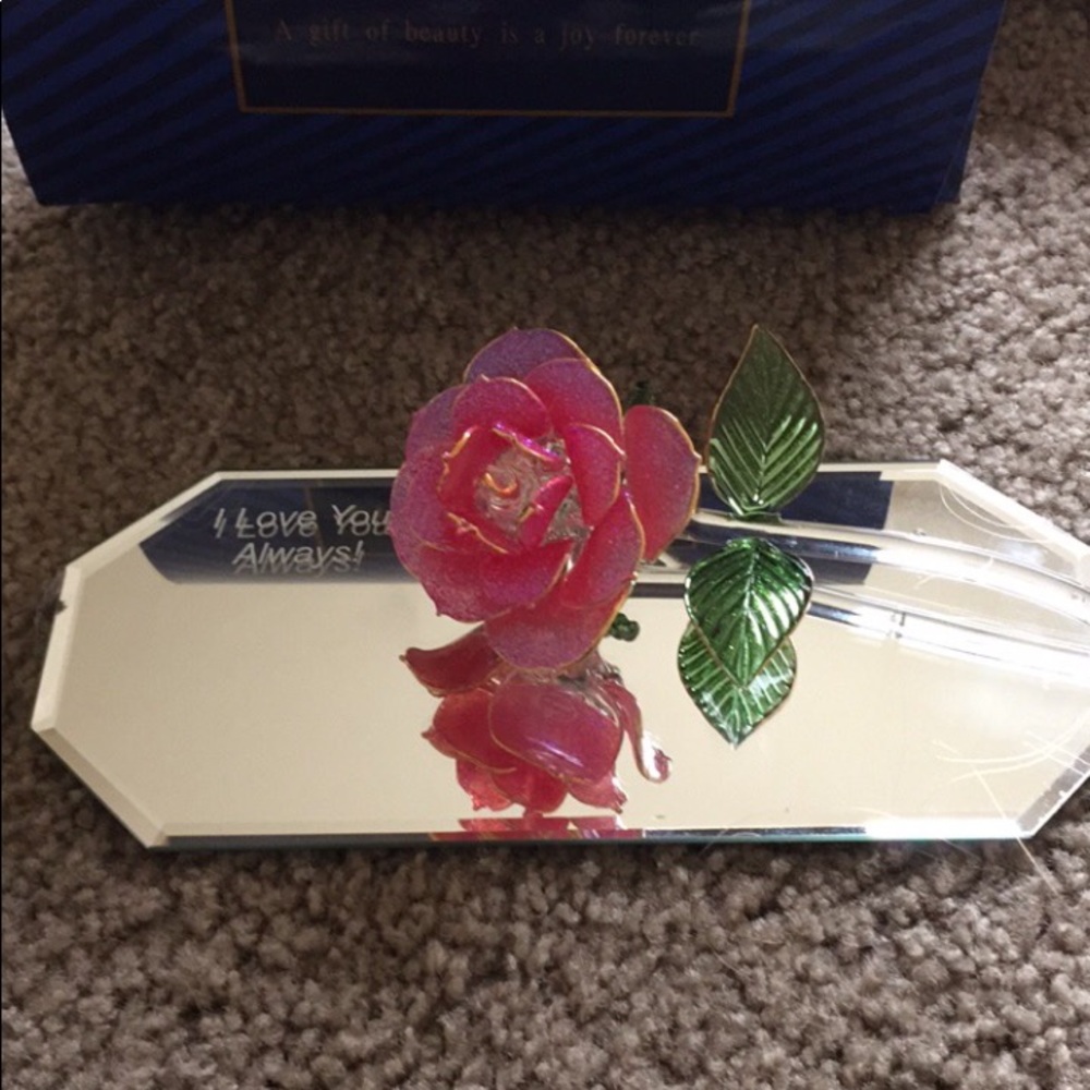 Glass rose and plate